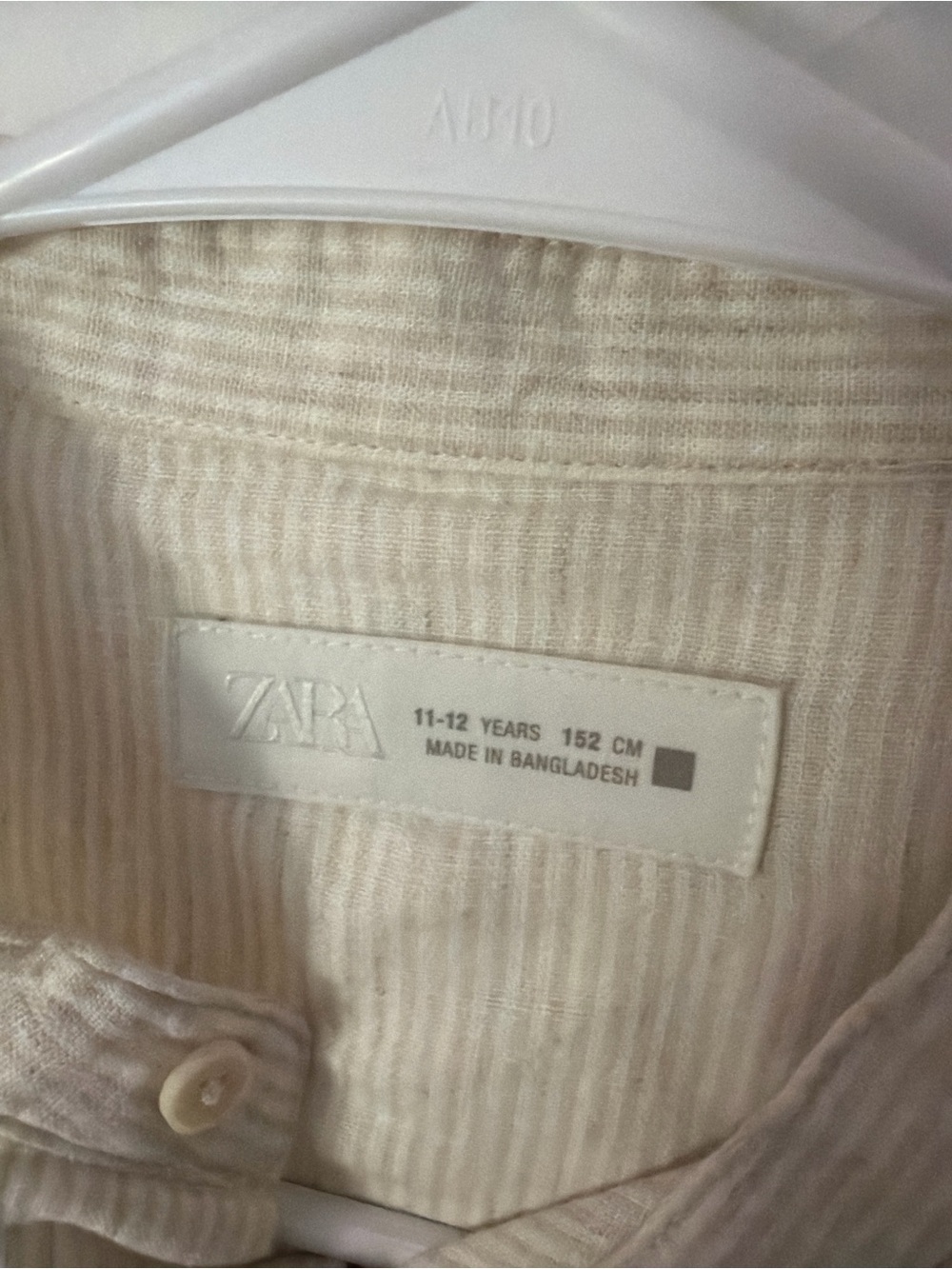ZARA Cream Ribbed Button-Up Top